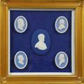 Two Framed Groups of Wedgwood Blue Jasper Medallions