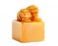 Chinese Orange Soapstone Kylin Figural Seal