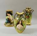 Three Royal Bonn Ceramic Vases Depicting Women