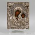 Russian Icon with Silvered Metal Riza