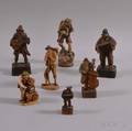 Seven Small German Carved and Painted Figures