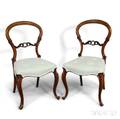 Pair of Victorian Carved Walnut Balloonseat Side Chairs