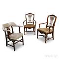 Three Carved Hardwood Armchairs