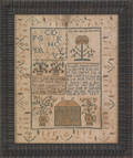 Trenton New Jersey silk on linen needlework sampler wrought by