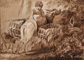 School of John Crome Old Crome British 17681821 Child on a Donkey with Two Baskets