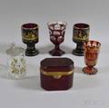 Six Bohemian Glassware Items
