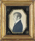 Pennsylvania miniature watercolor on paper profile bust length portrait of a gentleman late 19th c