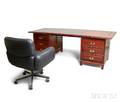 Modern Chinese Hardwood Kneehole Desk and Office Chair