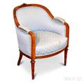 Louis XVIstyle Carved and Upholstered Fruitwood Bergere