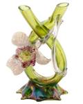 Kralik Iridescent Glass Tube Vase wApplied Flower