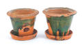 Pair of Pennsylvania redware flower pots possibly Wagner Pottery Carbon County Pennsylvania 19th c