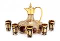Gilt Ruby Glass Cordial Decanter Set Moser