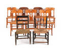Set of five birdseye maple cane seat chairs