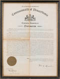 Commonwealth of Pennsylvania Proclamation regarding a coal miners strike in 1922