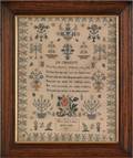 English silk on linen sampler dated 1851