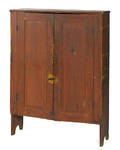 Painted pine wall cupboard ca 1810