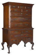 Southeastern Pennsylvania or New Jersey Queen Anne walnut high chest ca 1750