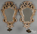 Pair of Italian giltwood mirrored sconces