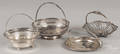 Three sterling silver serving baskets with swing handles