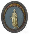 Oil on board plaque of Prudentia