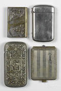 Four nickel and silverplated match vesta safes