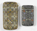 Two enameled match vesta safes