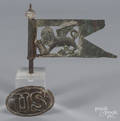 Small copper flag with a lion