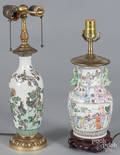Two Chinese export porcelain table lamps