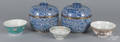 Pair of Chinese blue and white porcelain covered jars
