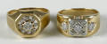 Starfire gold and diamond ring with a 14K yellow gold band and seven round