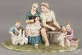 Italian hand painted porcelain figural group of a family