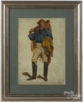 Oil on canvas illustration study of a fisherman
