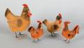 Four felt roosters 19th c