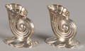 Pair of sterling silver shellform candlesticks