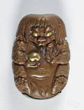 Japanese mixed metal figural demon match vesta safe