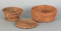 Two rye straw baskets 19th c