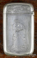 Pair point silverplated baseball match vesta safe