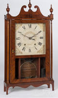 Chauncey Ives Federal mahogany pillar and scroll clock