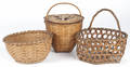 Three assorted woven baskets