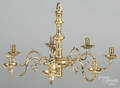 Dutch style brass sevenarm chandelier