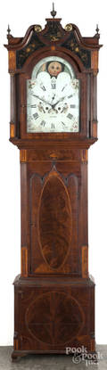 George IV inlaid mahogany tall case clock