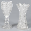 Two brilliant cut glass vases
