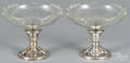 Pair of sterling silver weighted compotes with glass bowls