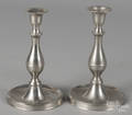 Near pair of pewter candlesticks
