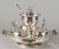 Large silverplated lazy susan warming station