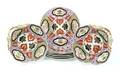 Set of six English porcelain Imari palette plates