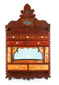 Folk art walnut hanging cabinet