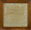 New England silk on linen sampler dated