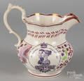 English Staffordshire pink lustre pitcher