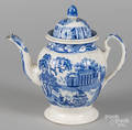 Blue Staffordshire teapot